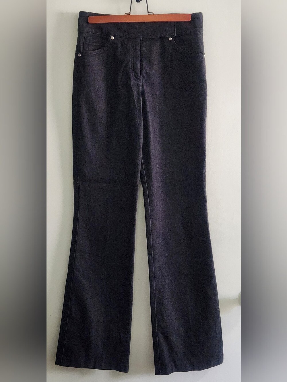 Escada Dark Denim Pants Jeans Size 36 Small Tall Flared Leg High Waist